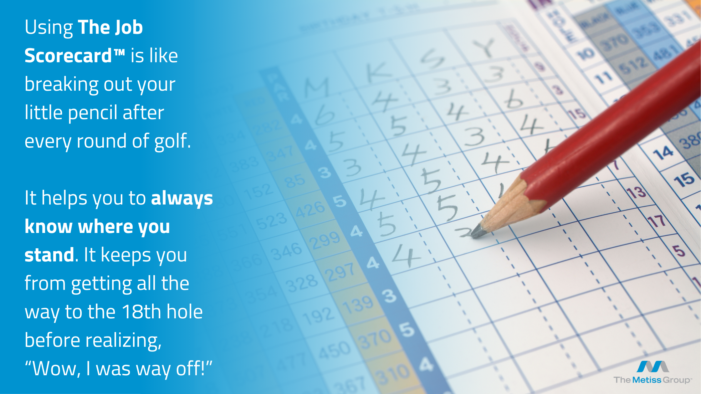 The Job Scorecard™ is like tracking your progress during a round of golf.