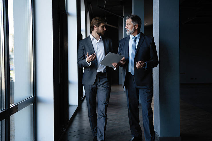 Two male leader businessmen. Does the younger generation of leaders have the chops to step up like we did?